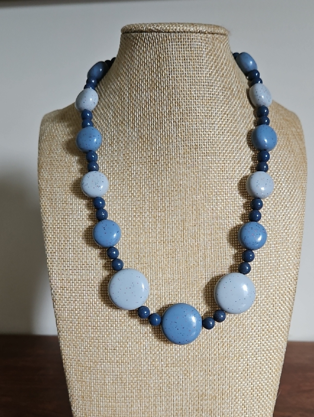 Blue Speckled Bead Necklace